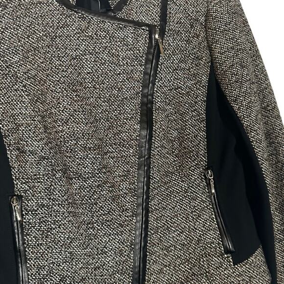 WHBM Gray & Black Tweed Long Sleeve Career Style Full Zip Jacket Women Sz 0 - Picture 8 of 13